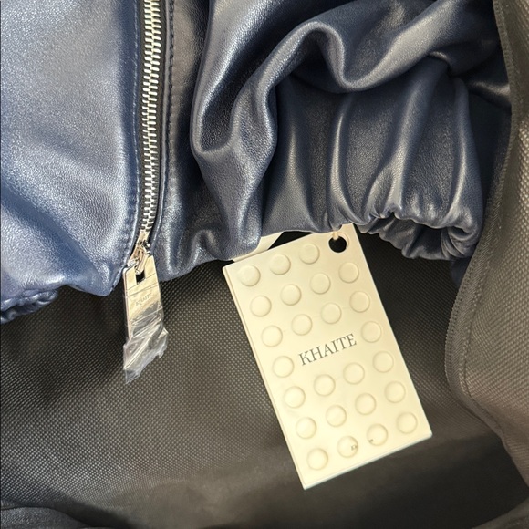 NWT KHAITE Owey Leather Jacket (Navy, Small) - Picture 4 of 6